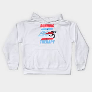 Running is my Therapy Sport Funny Kids Hoodie